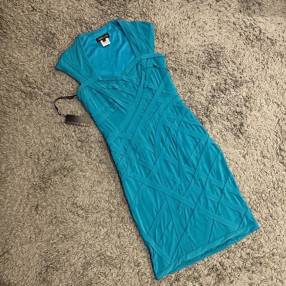 Tadashi Shoji NEW Teal Green Bodycon Dress Size L Women
